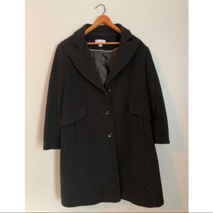 Black mid thigh length coat